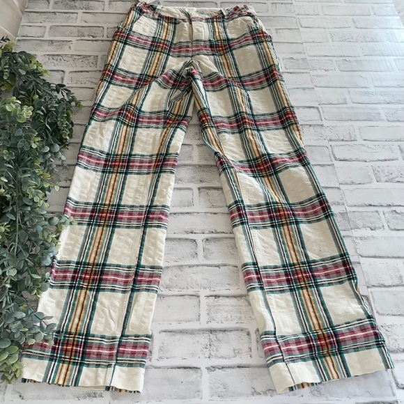 Free People High Waisted Plaid Cotton Pants - Picture 2 of 8